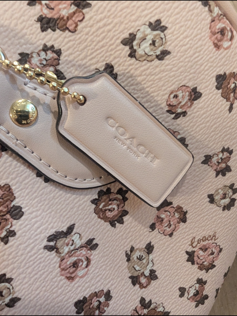 Coach Blush Pink Floral Mini Satchel with Gold Hardware - Picture 4 of 9